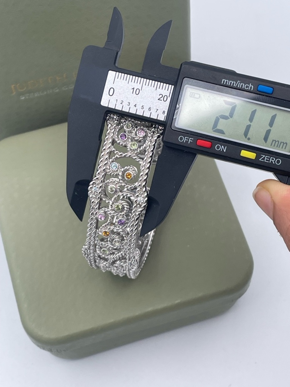 Judith Ripka Sterling Silver 925 Multi Gemstone CZ Cuff Bracelet Heavy 66.6g - Picture 13 of 15